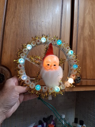 Vintage santa face tinsel - vintage,